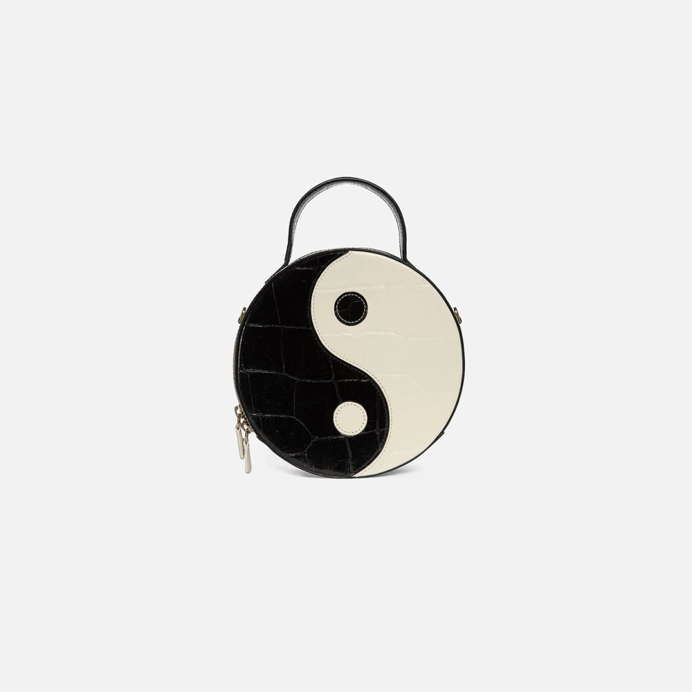 Staud Yin Yang Black and White Round Handbag